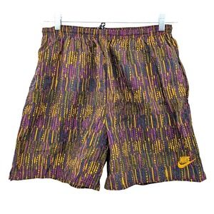 Vintage Nike Patterned Nylon Swim Trunks 90s Athletic Retro Beach Shorts Large